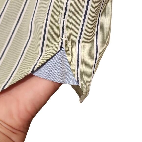 Tommy Hilfiger Men's Green Striped 80's 2 Ply Fabric Button Down Shirt Size XXL - Picture 10 of 15